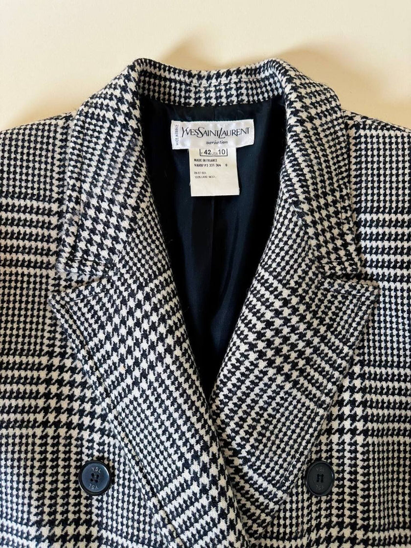 Blazer doppiopetto in lana principe di Galles “Yves Saint Laurent”