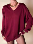 Pullover con scollo a V in misto lana bordeaux Wifshire