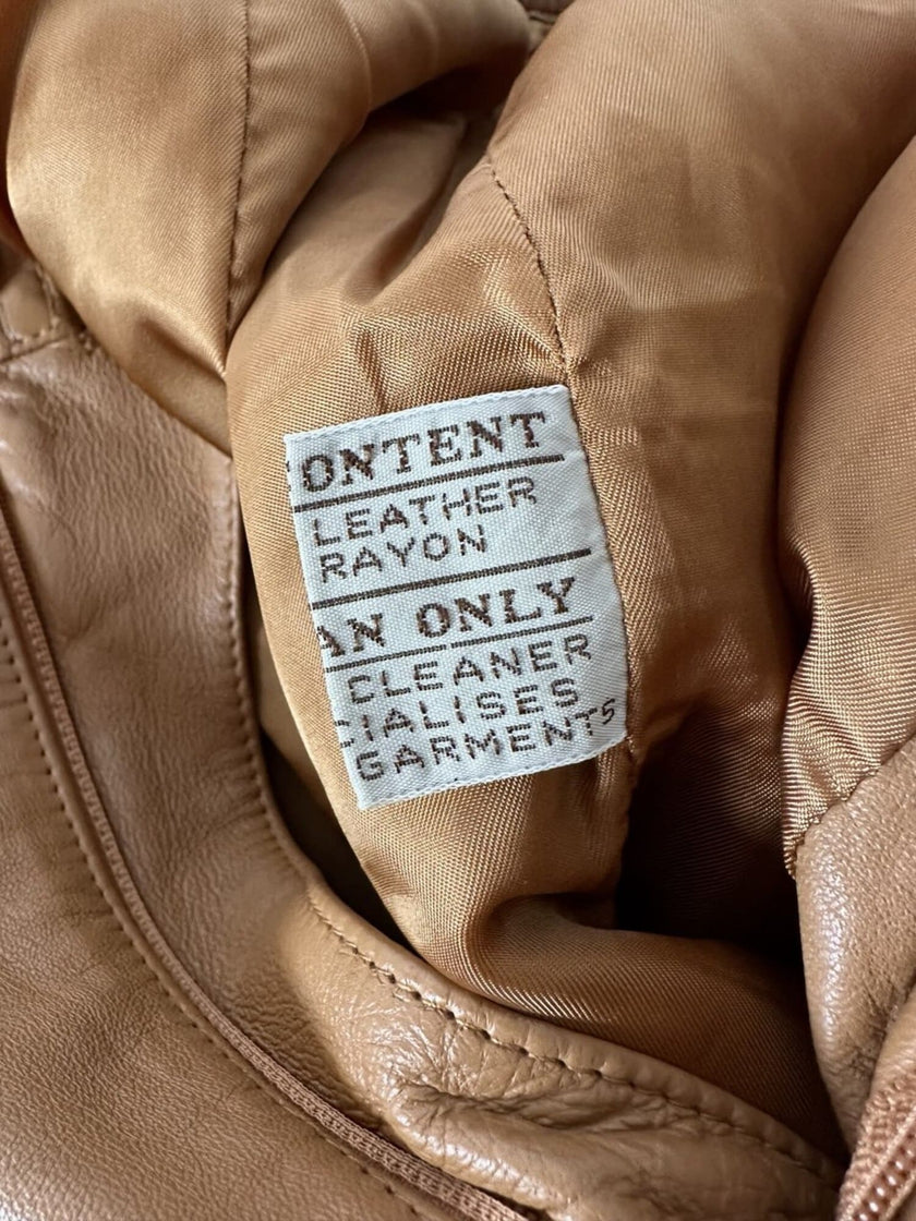 Vintage high-waisted tan leather trousers by Modissa