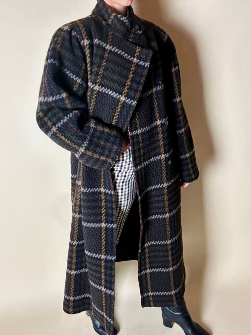 Cappotto lungo in pura lana vergine  fantasia tartan Fashion By Classic