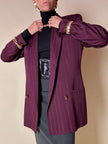 Blazer doppiopetto in rasato di lana gessato color burgundy “Gianni Versace”