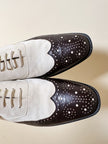 Two-tone Oxford shoes in ivory suede and dark brown leather Titty Lugano