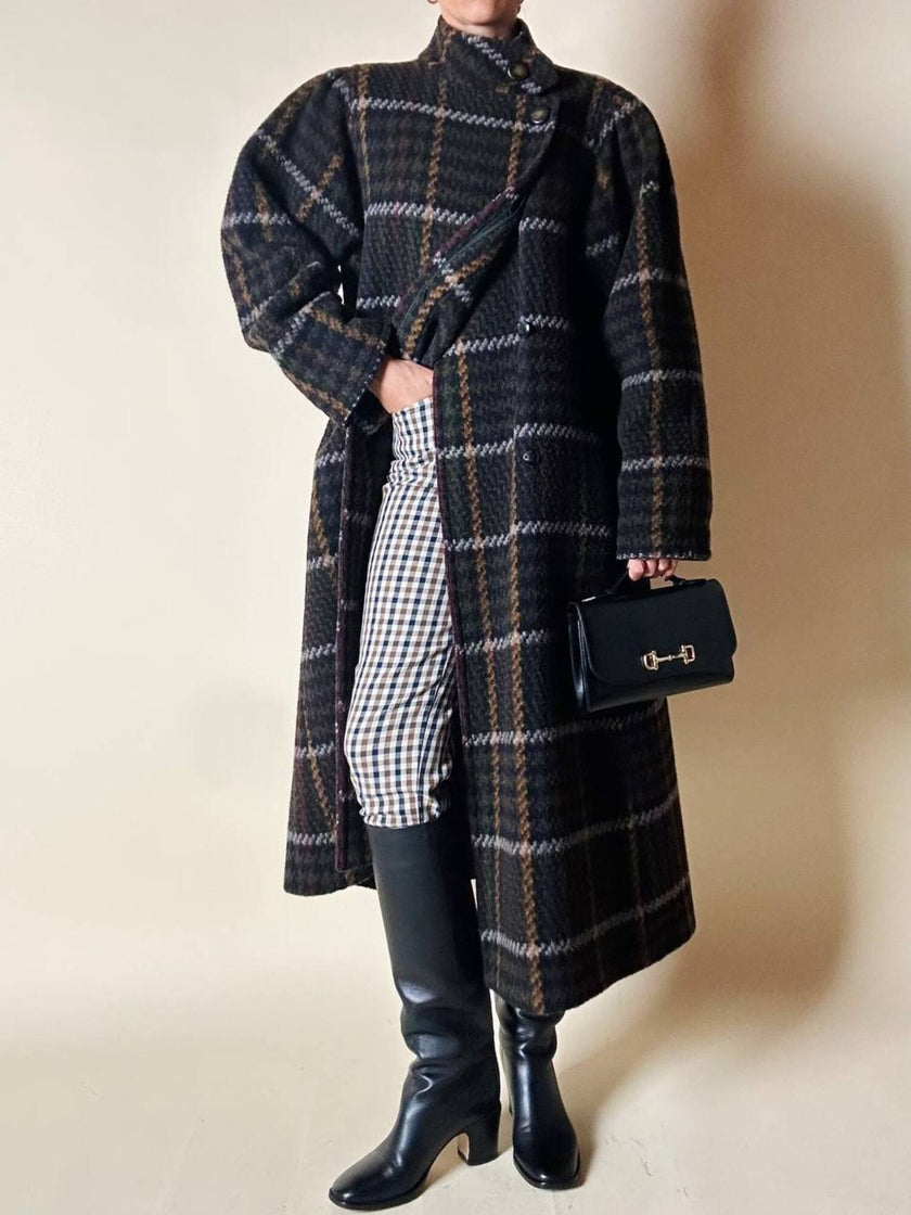 Cappotto lungo in pura lana vergine  fantasia tartan Fashion By Classic