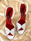 Sandali in pelle bianca con tacco a spillo “Yves Saint Laurent”