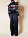 Blusa in lamé goffrato a righe orizzontali multicolor