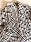 Guy Laroche Sportswear glen check wool double-breasted blazer with leather and metal buttons