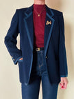 Blazer in lana blu con profili in gros grain “Gibò Firenze”