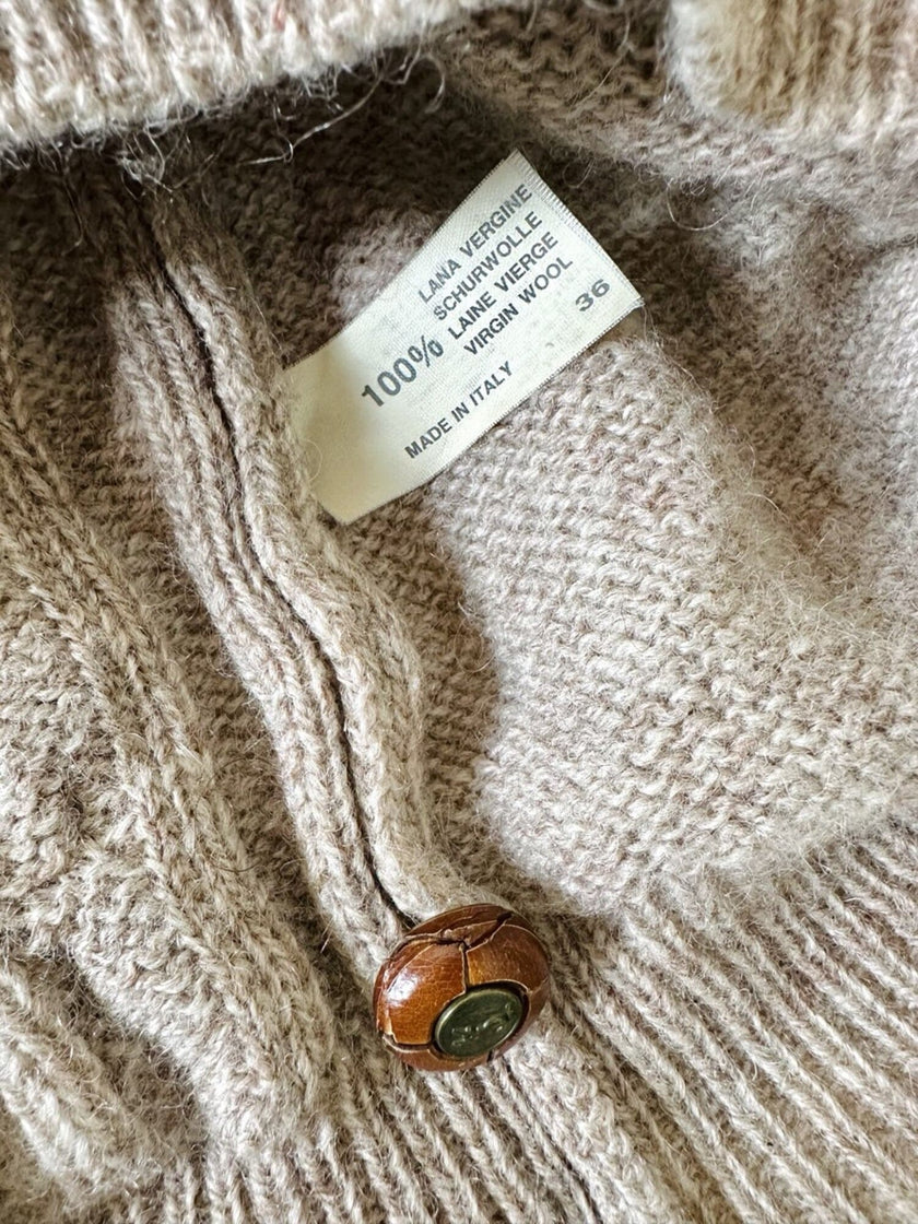 Cardigan Yves Saint Laurent vintage in lana beige con bottoni berlebeck