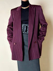 Blazer doppiopetto in rasato di lana gessato color burgundy “Gianni Versace”
