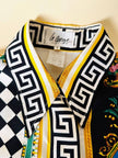 Camicia in drill di seta fantasia grottesca “Garage Paris”