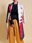 Cappotto redingote in lana fantasia astratta