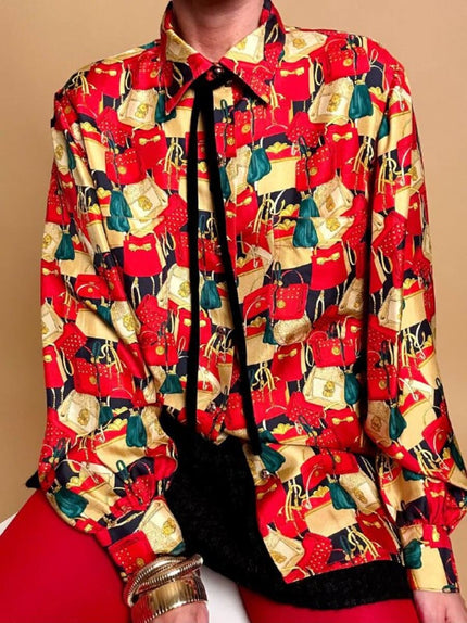 Camicia sartoriale in drill di seta fantasia mini bag