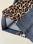 Longuette leopardata con riporti in tela grigia “D&G”