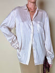 Camicia in seta rosa pallido a micro righe grigie e bordeaux “Calbros”