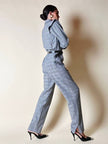 Jumpsuit vintage Sarabang de lana príncipe de Gales con cinturón a juego
