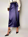 Gonna vintage Kenzo Paris modello a portafoglio in raso viola