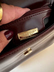 Fendissime handbag in burgundy brushed leather with gold chain jewel handle and detachable shoulder strap