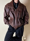 Bomber vintage stile aviator in pelle marrone Stenley