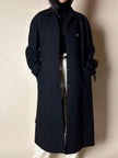 Cappotto lungo vintage in lana nera con taglio trench CGV Firenze