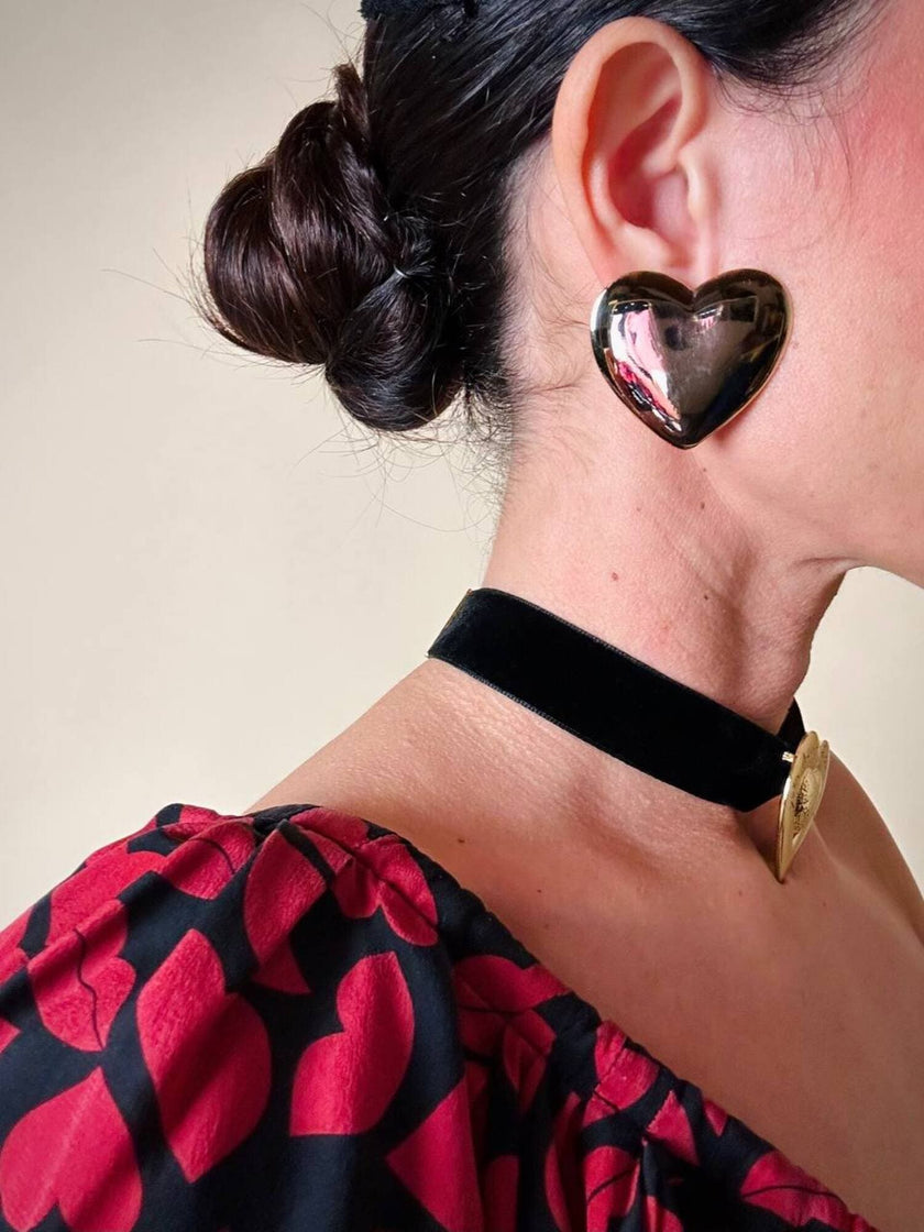 Maxi clip dorate a forma di cuore “Moschino”