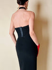 Bustier in paillettes multicolor e pizzo nero