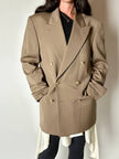 Blazer vintage Yves Saint Laurent in lana cachi doppiopetto con bottoni logati oro