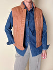 Gilet in pelle Frye color cuoio con impunture verticali