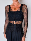 Giacca gioiello vintage in rete di perline nera Byblos Blu