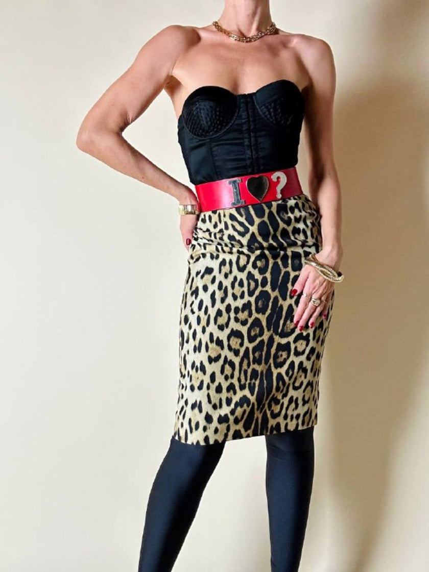 Cintura in pelle rossa I love ? “Moschino Jeans”