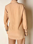 Camicia Yves Saint Laurent in seta jacquard color biscotto con motivo a righe e loghi