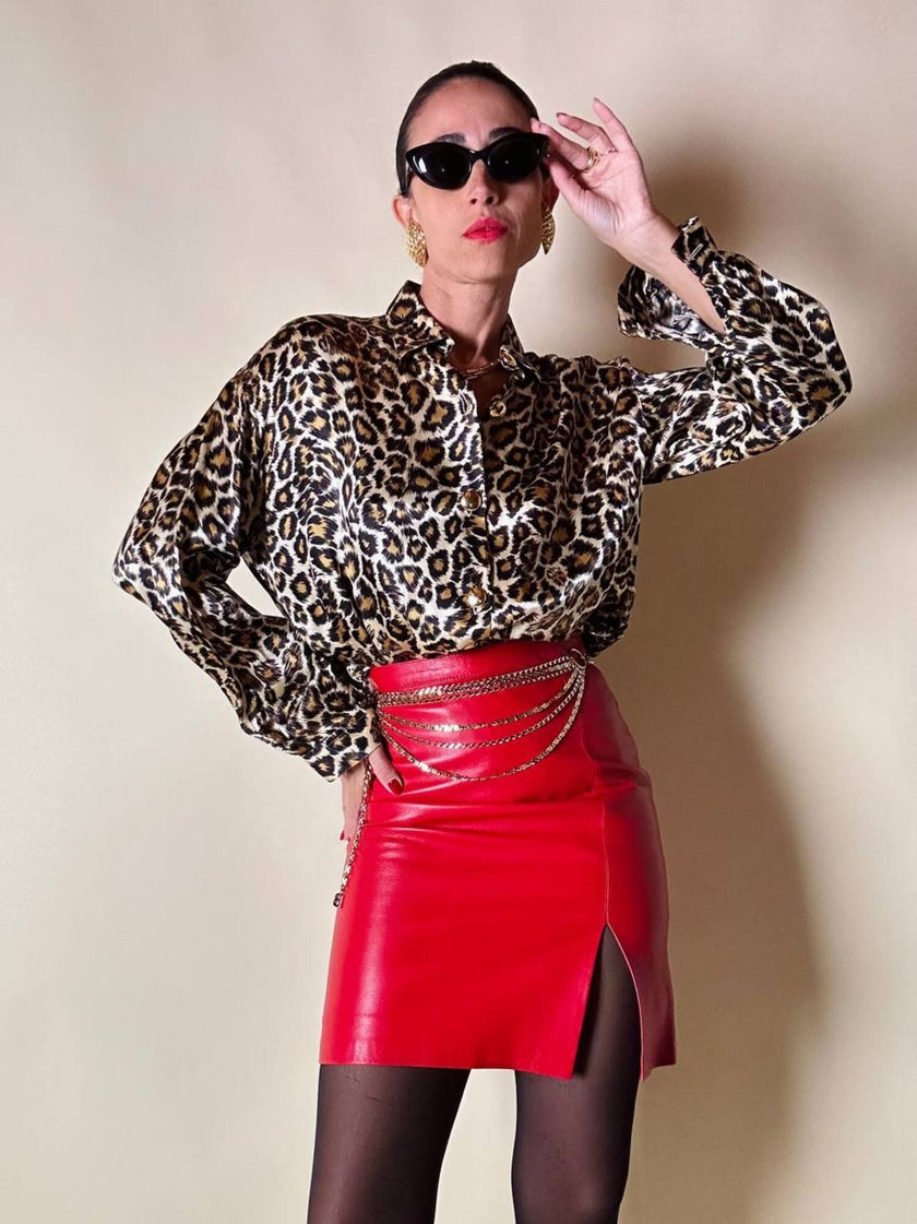 Camicia leopardata con bottoni dorati  “Nara Camicie”