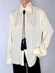 Chemise vintage en soie Valentino Garavani ivoire à rayures avec logos all-over