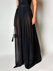 Schwarze Palazzo-Hose mit hoher Taille aus Voile
