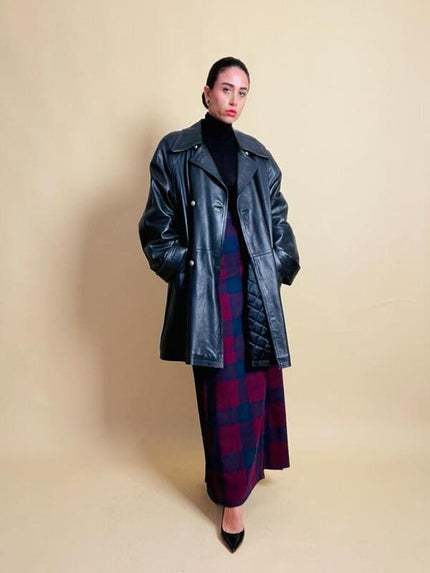 Giacca oversize in pelle nera