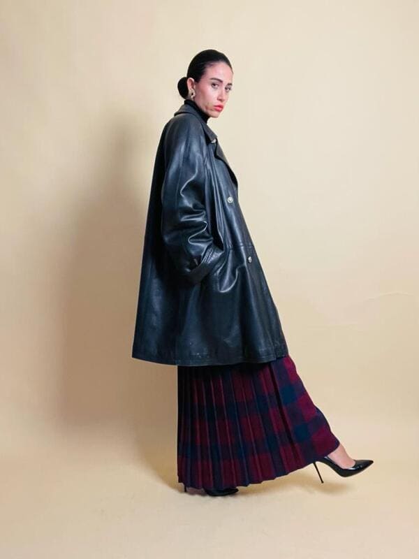 Giacca oversize in pelle nera