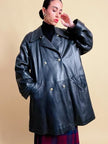 Giacca oversize in pelle nera