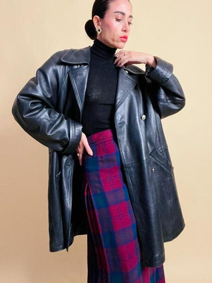 Giacca oversize in pelle nera