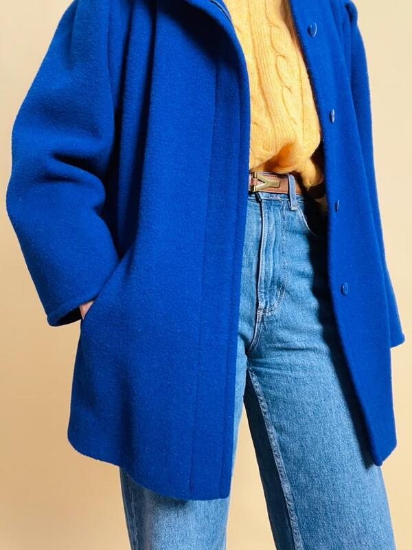 Giaccone in pura lana blu royal