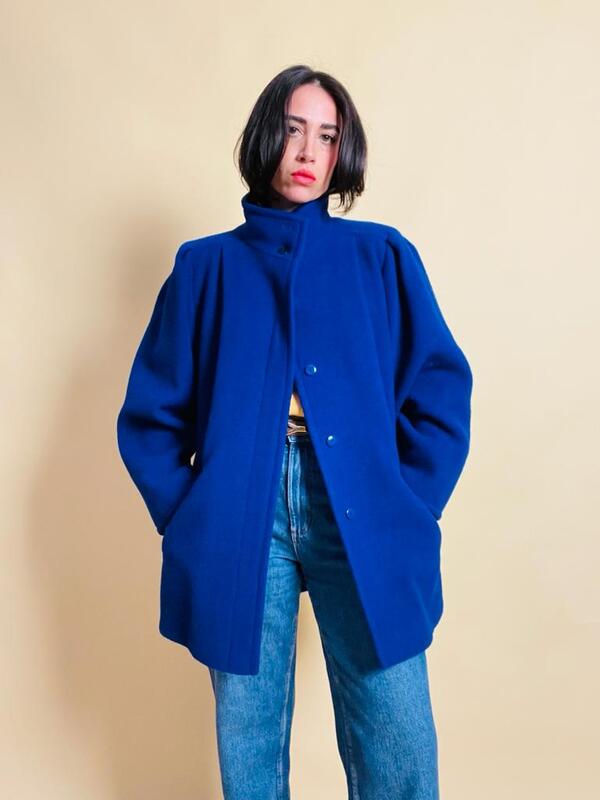 Giaccone in pura lana blu royal