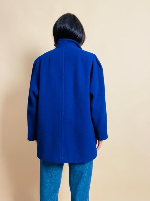 Giaccone in pura lana blu royal