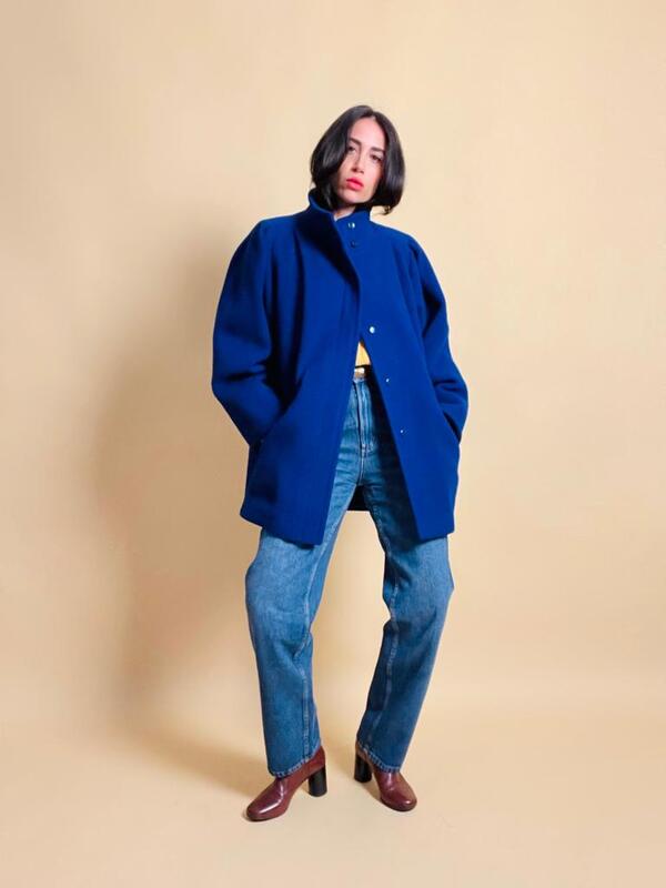 Giaccone in pura lana blu royal