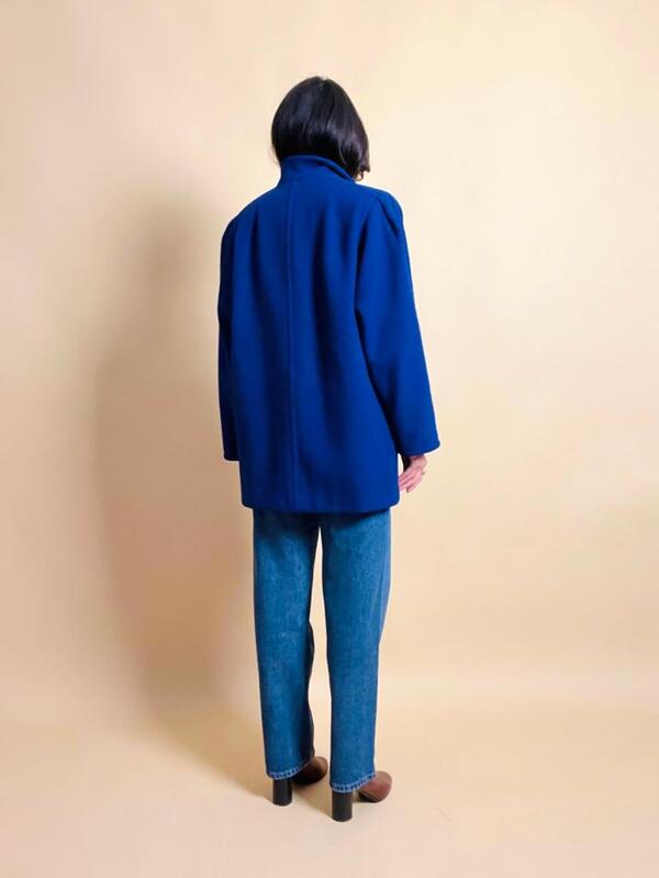 Giaccone in pura lana blu royal