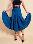 Gonna a vita alta in tela jeans blu