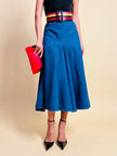 Gonna a vita alta in tela jeans blu