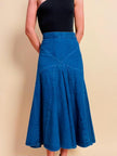 Gonna a vita alta in tela jeans blu