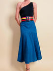 Gonna a vita alta in tela jeans blu