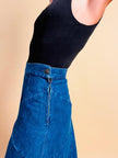 Gonna a vita alta in tela jeans blu