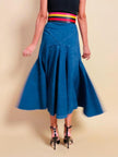 Gonna a vita alta in tela jeans blu