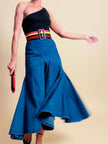 Gonna a vita alta in tela jeans blu