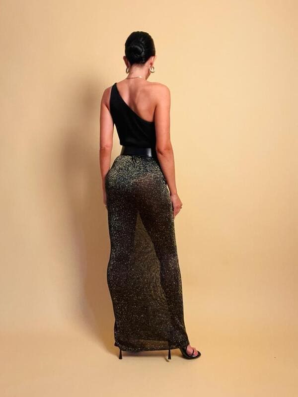 Gonna sirena in lurex bronzo